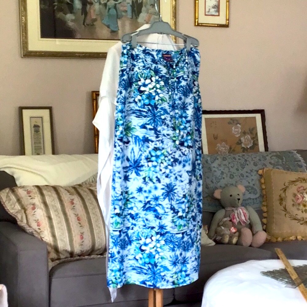 VTG🏖️ Jantzen Swim Hawaiian Drawstring Coverup Column Dress Sz.S